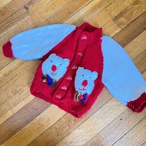 Baby Red and Blue Bear Sweater